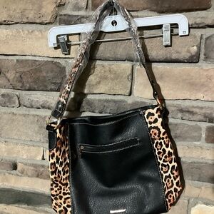Montana West Vegan Leather Medium Shoulder Hobo Bag Purse - Leopard